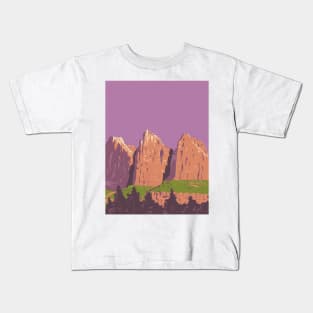 The Three Patriarchs in Zion National Park Utah USA WPA Art Poster Kids T-Shirt